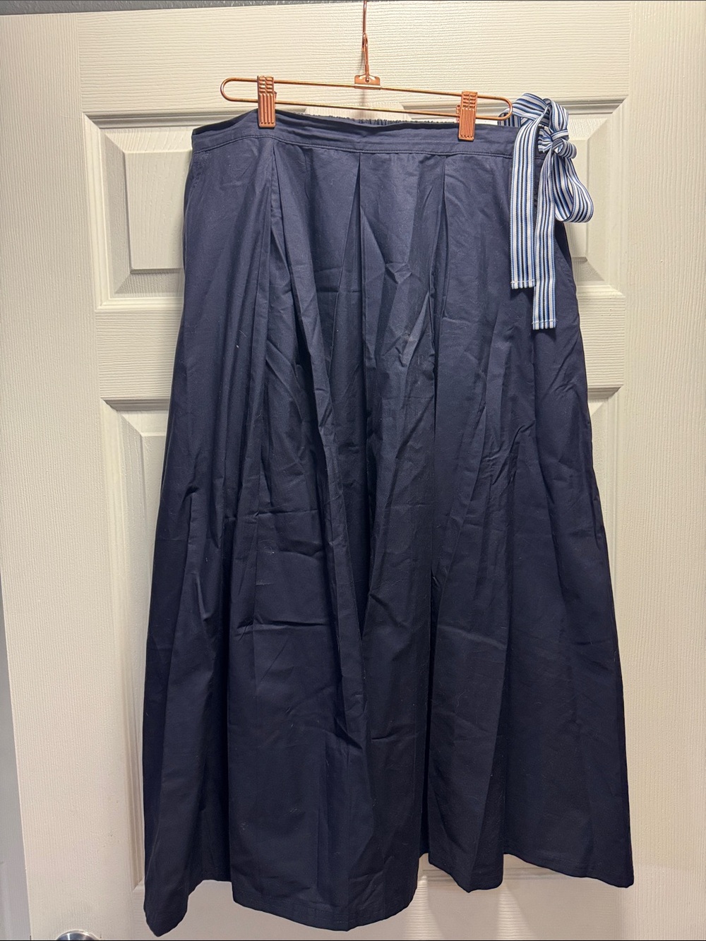 Nautica Jeans Women's Navy A-Line Midi Skirt with Side Tie